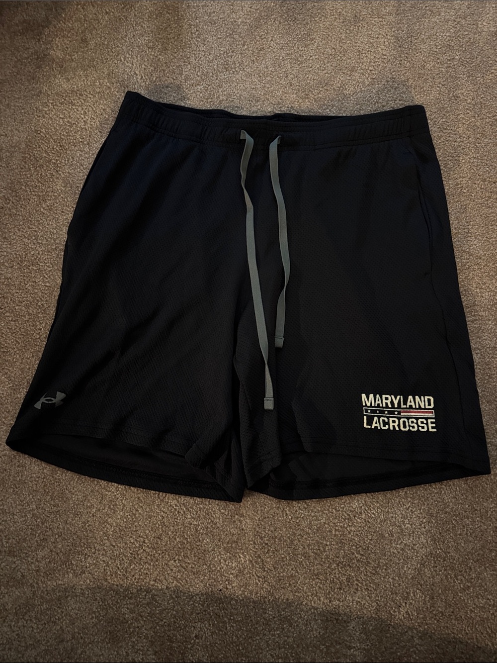 Under Armour Black Men's Lacrosse Performance Shorts with Gray Drawcord